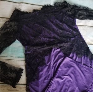 Purple and black lace cocktail dress